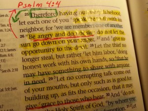 Ephesians 4:26 highlighted in my NASB